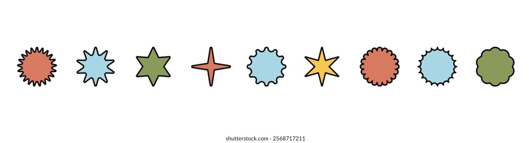 Star icon collection.Black stars icon set. Sparkle star icon set.