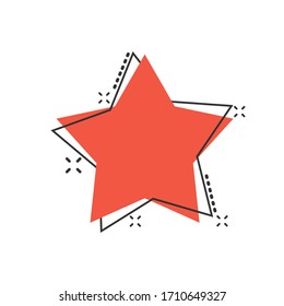 Star icon in comic style. Shape cartoon vector illustration on white isolated background. Geometric emblem splash effect business concept.