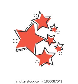 Star icon in comic style. Shape cartoon vector illustration on white isolated background. Geometric emblem splash effect business concept.