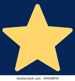 Star icon from Competition & Success Bicolor Icon Set. Vector style: flat symbols, yellow color, rounded angles, blue background.