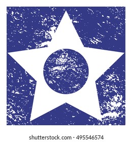 Star icon concept. Logo template. Freehand drawn style. Scratched textured sign symbol in white blue colors. Emblem element. Design idea for badge banner background. Vector illustration