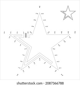 Star Icon Connect The Dots, Star Shape Icon, Geometric Shape Vector Art Illustration, Puzzle Game Containing A Sequence Of Numbered Dots