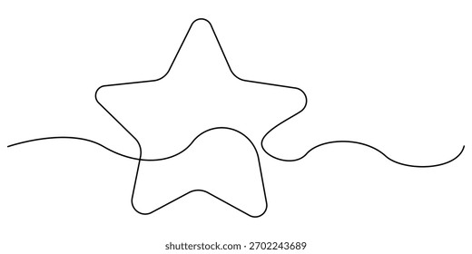 Icono de estrella continuo de una línea de dibujo minimalista decoración de vacaciones sobre fondo blanco