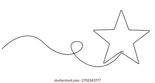 Icono de estrella continuo de una línea de dibujo de decoración de vacaciones minimalista sobre fondo blanco.