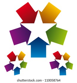 Star icon created with five arrows, vector.
