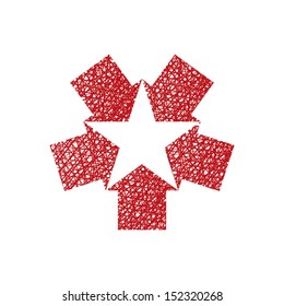 Star icon created with five arrows, vector symbol with hand drawn lines texture.