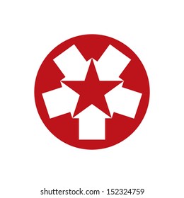 Star icon created with five arrows, vector.