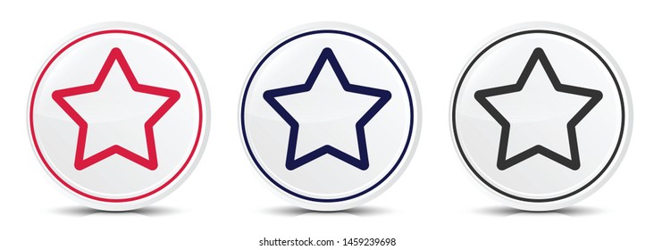 Star icon crystal flat round button set illustration design isolated on white background