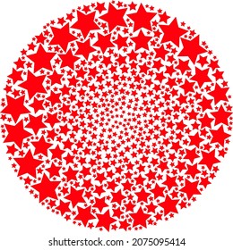 Star icon cyclone spheric mosaic. Star symbols are arranged into spheric cycle vector illustration. Abstraction spheric cluster collage organized from regular star symbols.