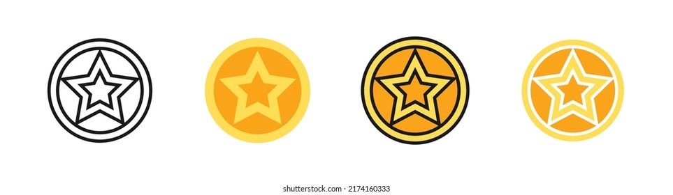 Star icon design vector collection set. Circular medal award symbol illustration.