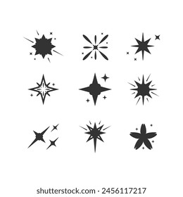 Sternsymbol unterschiedliche Form Design Vektorgrafik Kollektion