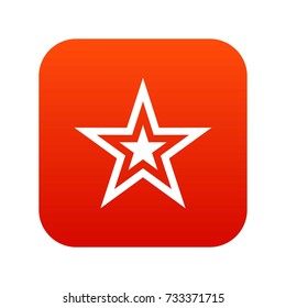 Star icon digital red for any design isolated on white vector illustration