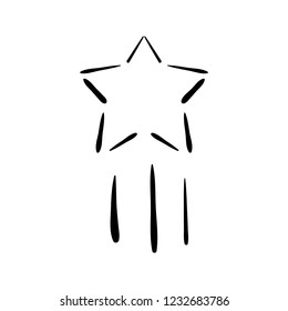 Star icon doodle in linear sketch for christmas