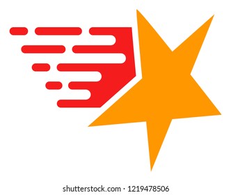 Star icon with fast speed effect in red and yellow colors. Vector illustration designed for modern abstraction with symbols of speed, rush, progress, energy.