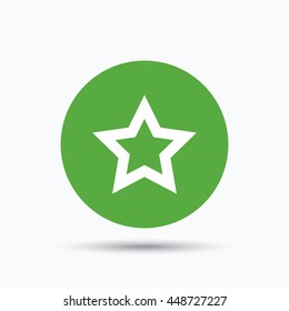 Star icon. Favorite or best sign. Web ranking symbol. Flat web button with icon on white background. Green round pressbutton with shadow. Vector