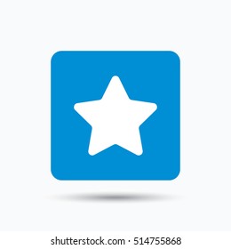 Star icon. Favorite or best sign. Web ranking symbol. Blue square button with flat web icon. Vector
