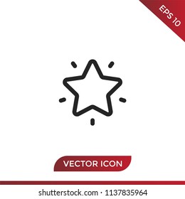 Star icon. Favorite symbol. Bright sign, flat vector element isolated on white background. Simple vector illustration for graphic and web design.
