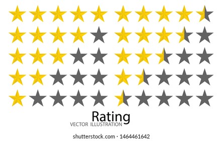Star icon. Five stars customer product rating review. Rank rating stars feedback. Vector illustration