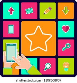 Star icon in flat design. Gray star icon on white background. Vector illustration.