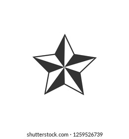 Star icon in flat design. Gray star icon on white background. Vector illustration