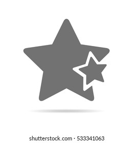 Star icon in flat design. Gray star icon on white background. Vector illustration.