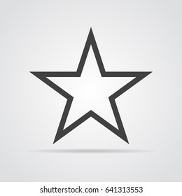 Star icon in flat design. Gray star icon on white background. Vector illustration
