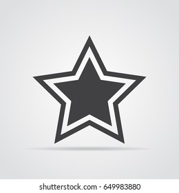 Star icon in flat design. Gray star icon on white background. Vector illustration