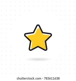 Star icon in flat design. Outline vector star icon. Colored flat line vector illustration