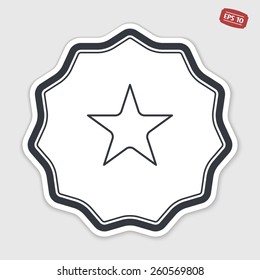 Star icon. Flat design style. Made vector illustration. Emblem or label with shadow.