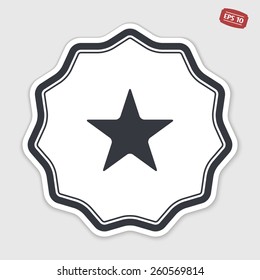 Star icon. Flat design style. Made vector illustration. Emblem or label with shadow.