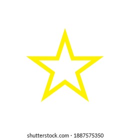 Star icon in flat design. Yellow star icon on white background. Vector illustration.