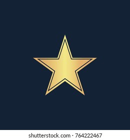 Star icon flat. Simple gold pictogram on dark background. Vector illustration symbol