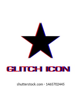 Star icon flat. Simple pictogram - Glitch effect. Vector illustration symbol