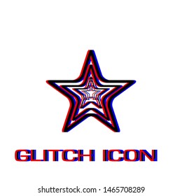 Star icon flat. Simple pictogram - Glitch effect. Vector illustration symbol