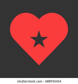 Star icon flat. Simple pictogram on heart background. Vector illustration symbol