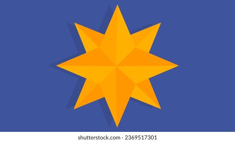 Star icon in flat style on a blue background. Vector illustration.