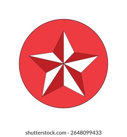 Star icon with flat style on a white background. Isolated raster star icon image, simple style.