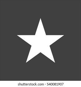 Star icon flat. Vector white illustration isolated on black background. Flat symbol