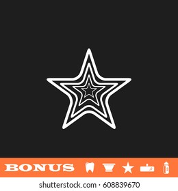 Star icon flat. White pictogram on black background. Vector illustration symbol and bonus button tooth, vase, star, mirror, bottle