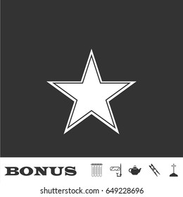 Star icon flat. White pictogram on black background. Vector illustration symbol and bonus icons