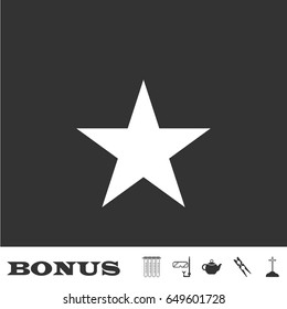 Star icon flat. White pictogram on black background. Vector illustration symbol and bonus icons