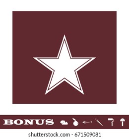 Star icon flat. White pictogram on brown background. Vector illustration symbol and bonus icons