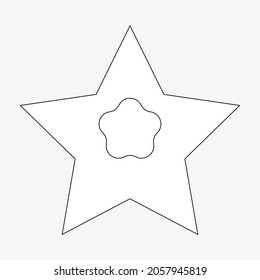 Star icon with flower silhouette inside. Line design. Abstract sign. Freehand art. Vector illustration. Stock image. 
