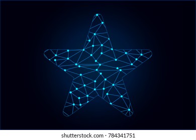 star icon - With glowing point and lines scales on the dark gradient background. Vector Illustration eps10