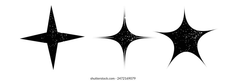 Star icon grunge texture. Star icon grunge texture. Vintage retro style. Design element. Black-dirty silhouette. Grungy artistic template. Distressed symbol. Paint brush image. Esp10.