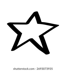 Ícone de estrela desenhado à mão. Ilustração vetorial de um asterisco de doodle. Isolado em um fundo branco.