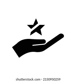 Star icon with hand. suitable for favorite symbol, superior, featured, best. solid icon style. simple design editable. Design template vector