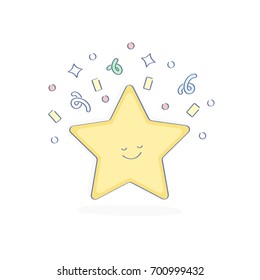 Star icon illustration, design concept of favorite, premium, bookmark, mark or rating sign. Flat line UX / UI element for web and mobile design, isolated cartoon object.