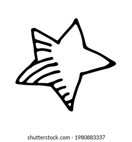 Star icon isolated on white. Night symbol in black and white. Vector illustration.