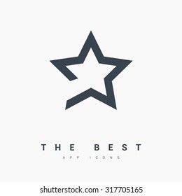 Star Icon. Leader, Winner, Boss, Rank, Medal, Sport Logo, Competition, Sky Symbol, Astrology, Military, Troops. Isolated Minimal Single Flat Icon In Black And White Colors.